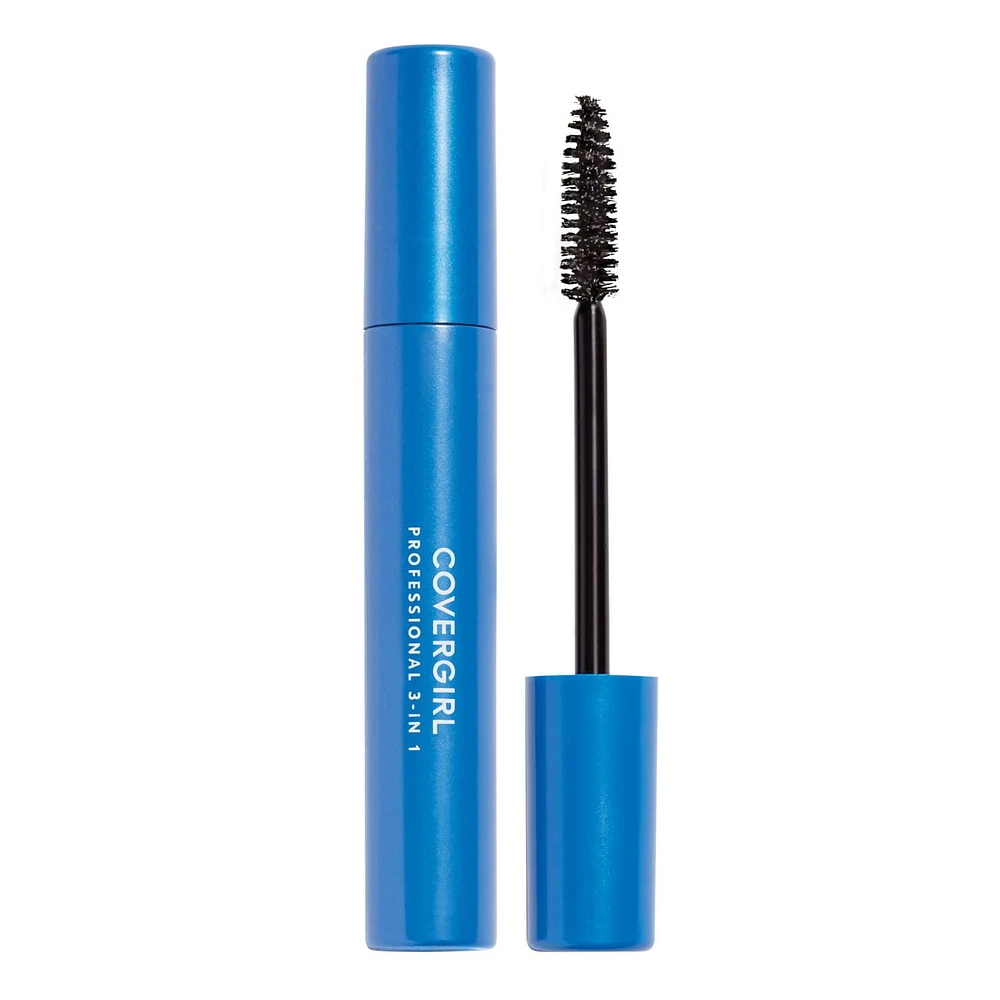 COVERGIRL Mascara Professional 3-en-1, Hydrofuge, brosse incurvée pour volume, longueur, définition, pour tous les yeux