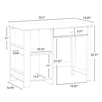 Kids Desk and Chair Set with Cubbies, Bookracks and 2 Bonus 10" Floating Bookshelves - White