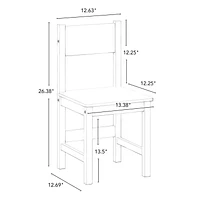 Kids Desk and Chair Set with Cubbies, Bookracks and 2 Bonus 10" Floating Bookshelves - White