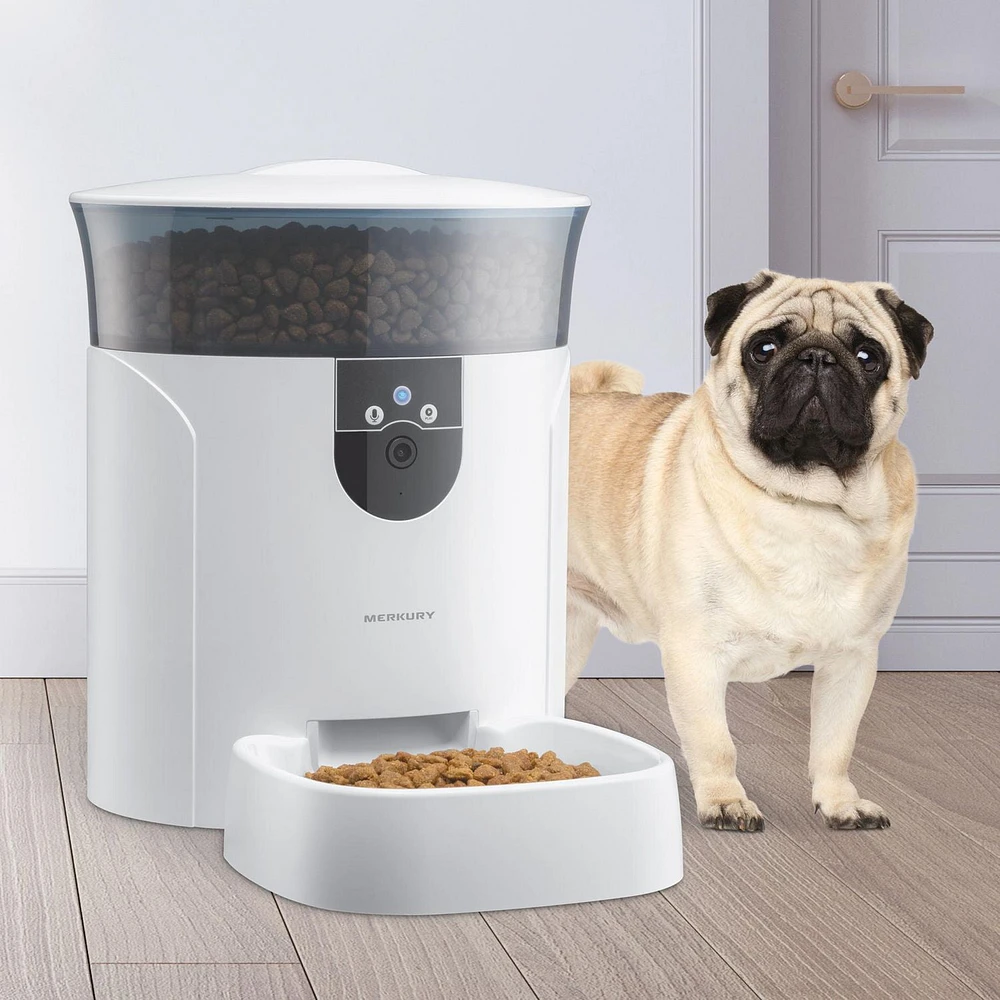 Merkury Innovations 7L Smart Wi-Fi Pet Feeder + Camera, Smart Wi-Fi Pet Feeder+Camera