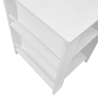 Kids Desk and Chair Set with Cubbies, Bookracks and 2 Bonus 10" Floating Bookshelves - White