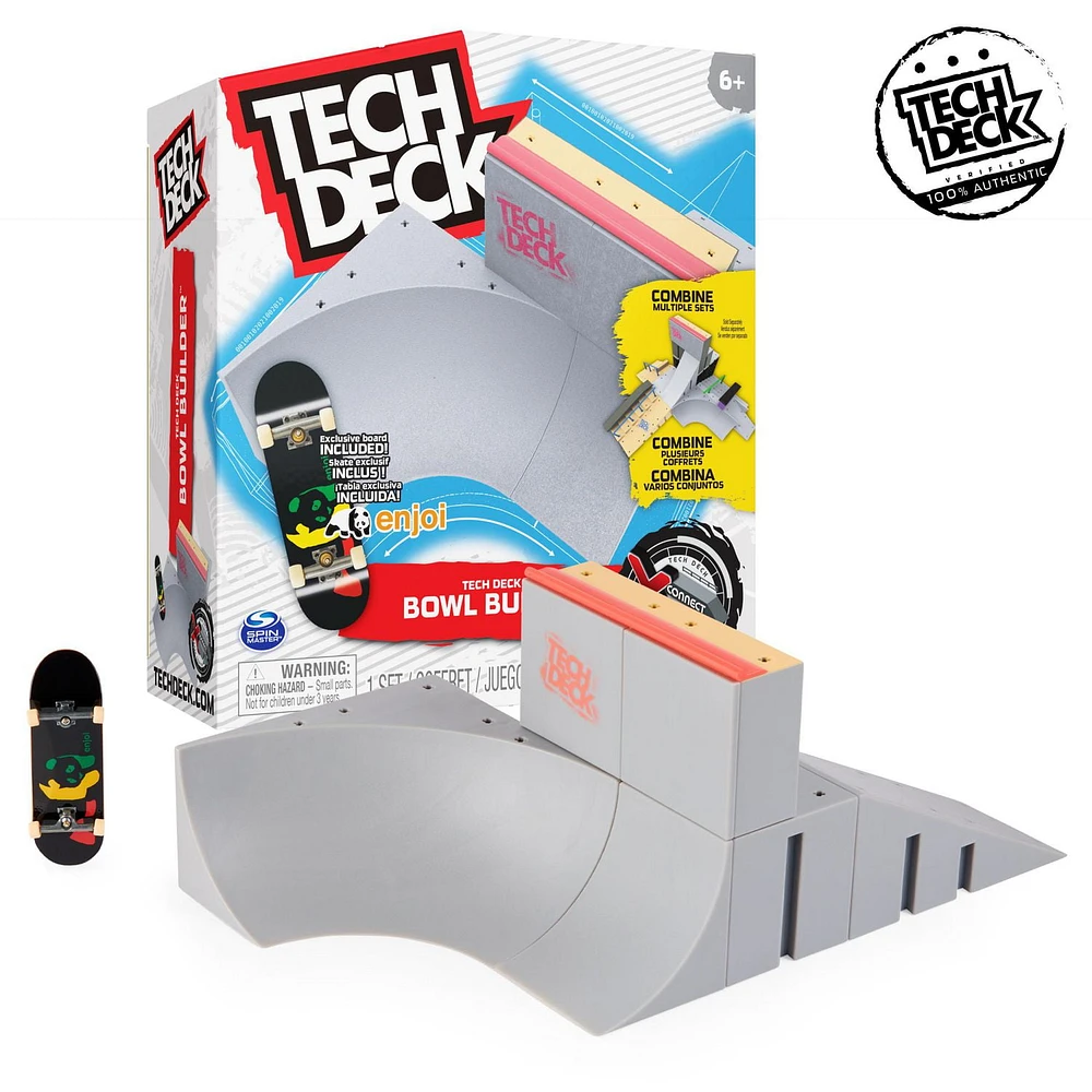 Tech Deck, Bowl Builder X-Connect Park Creator, Customizable and Buildable Ramp Set with Exclusive Fingerboard, Kids Toy for Ages 6 and up, Tech Deck Fingerboard