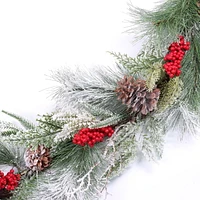 HOLIDAY TIME CHRISTMAS RED BERRY GARLAND, CHRISTMAS GARLAND