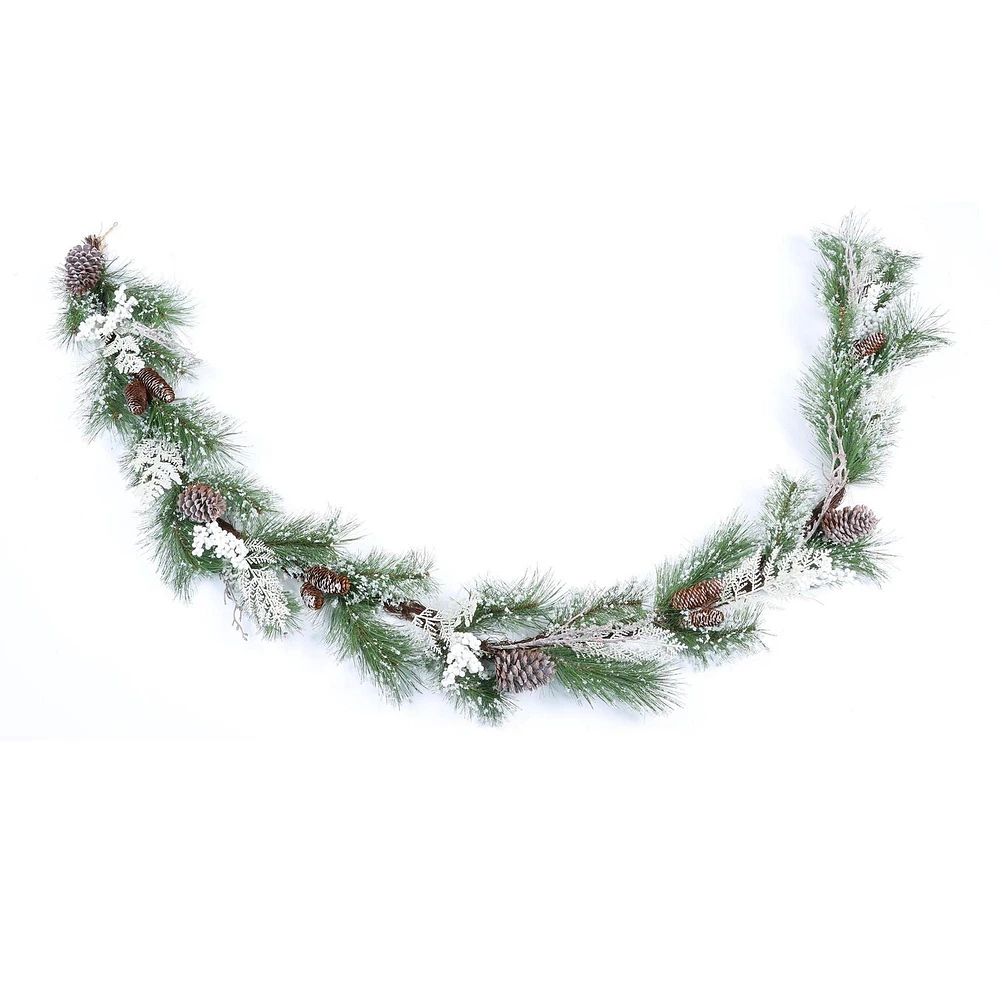 HOLIDAY TIME CHRISTMAS SNOW LEAF GARLAND, CHRISTMAS GARLAND