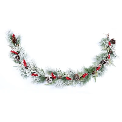 HOLIDAY TIME CHRISTMAS RED BERRY GARLAND, CHRISTMAS GARLAND