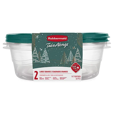 Rubbermaid TakeAlongs, Large Square Food Storage Containers, 11.7 Cups (2.77 L), Blue Spruce