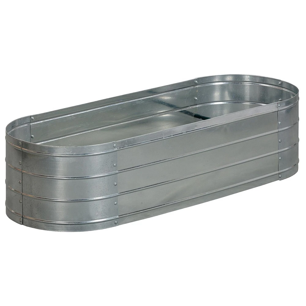 Galvanized Steel Raised Garden Bed, Oval, Silver