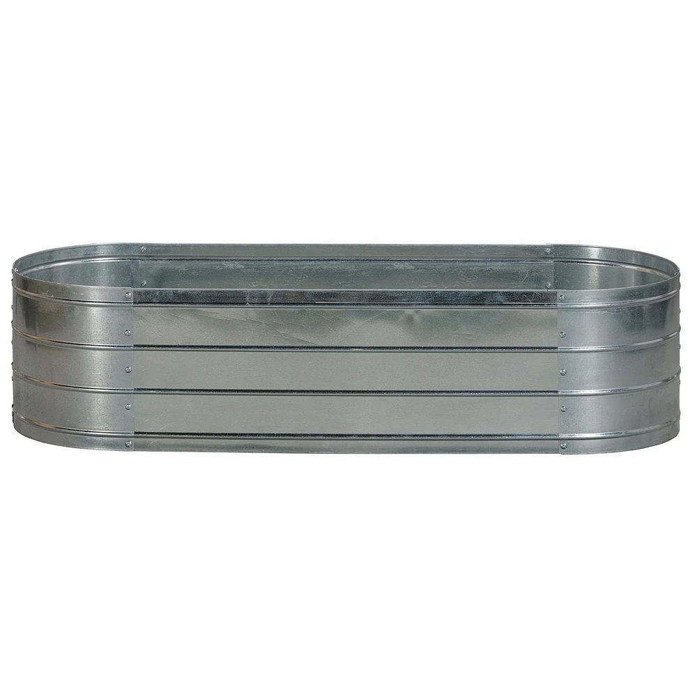 Galvanized Steel Raised Garden Bed, Oval, Silver