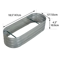 Galvanized Steel Raised Garden Bed, Oval, Silver