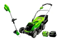 Greenworks 40V 14" Lawn Mower + 12" Trimmer, 4.0AH Battery and Charger Included