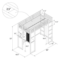 DHP Abode Twin Size Metal Loft Bed