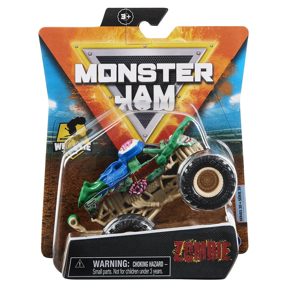 Monster Jam, Official Zombie Monster Truck, Die-Cast Vehicle, Bone Yard Trucks Series, 1:64 Scale