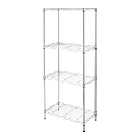 MAINSTAYS Étagère en fil métallique à 4 niveaux, support de rangement en métal, organisateur réglable, parfait pour le garde-manger, salle de bain, cuisine, organisation de placard, Style de taille étroite Taille du produit assemblé :58.42x33x137.16H cm; Finition: Chrome