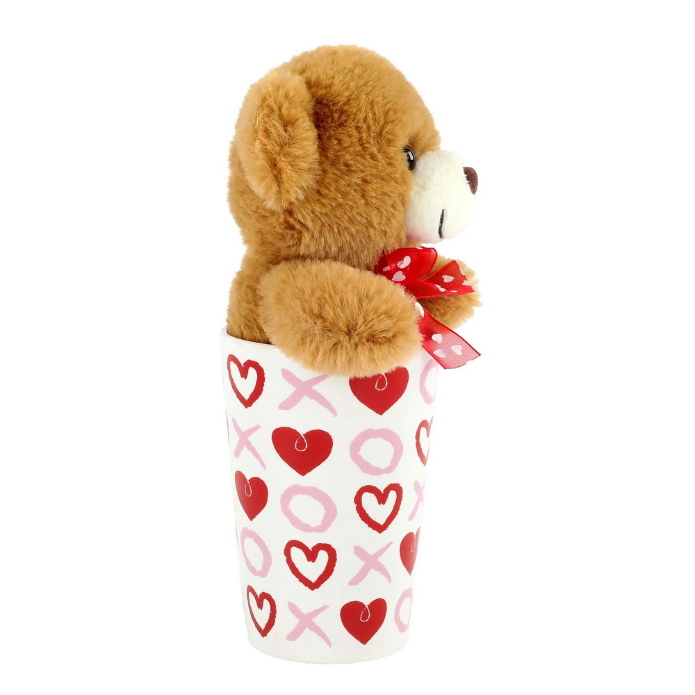 Way To Celebrate Valentine’s Day Plush Toy in Latte Mug-Teddy Bear