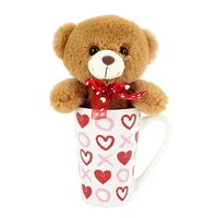 Way To Celebrate Valentine’s Day Plush Toy in Latte Mug-Teddy Bear