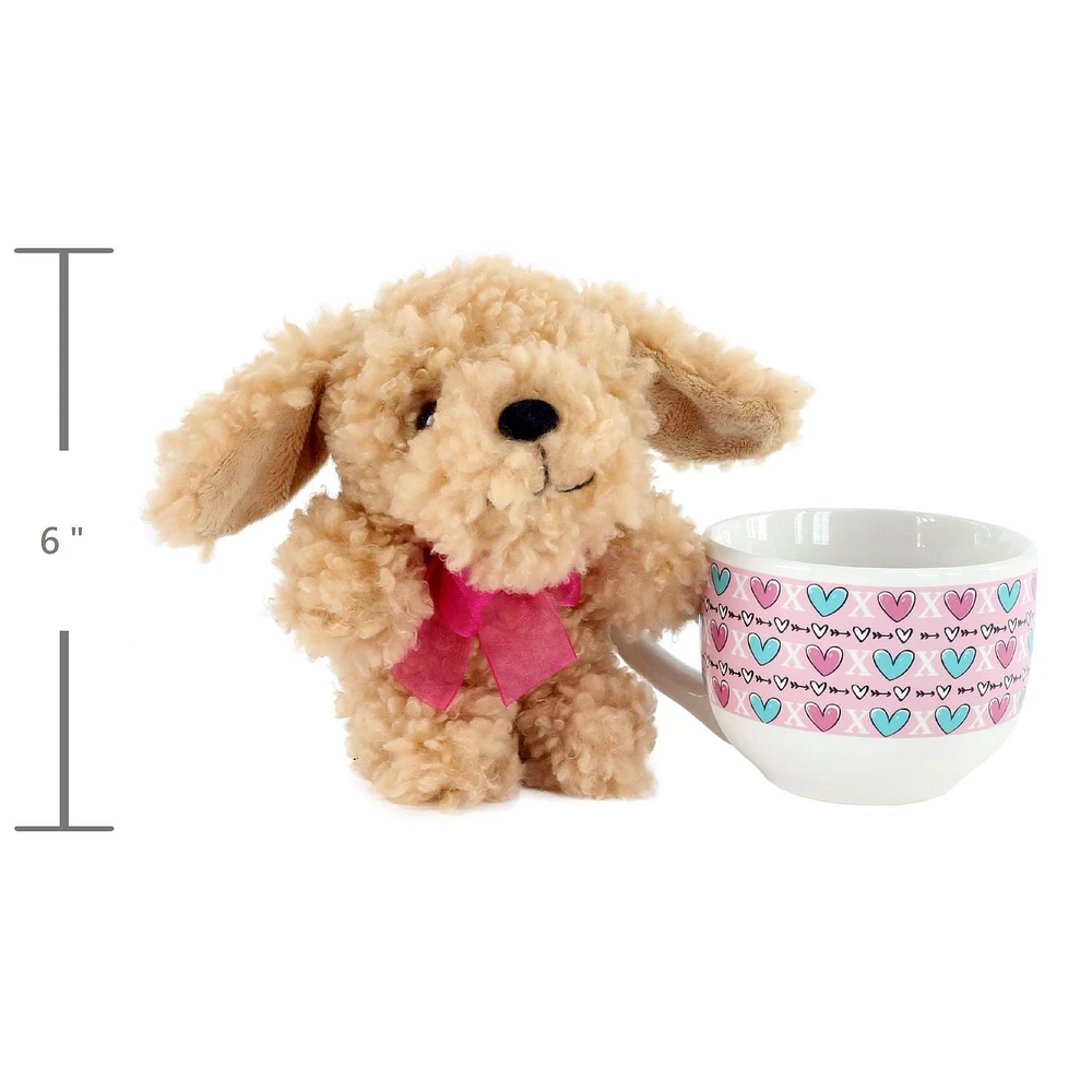 Way To Celebrate Valentine’s Day Plush Toy in Soup Mug, Puppy