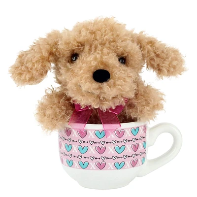 Way To Celebrate Valentine’s Day Plush Toy in Soup Mug, Puppy