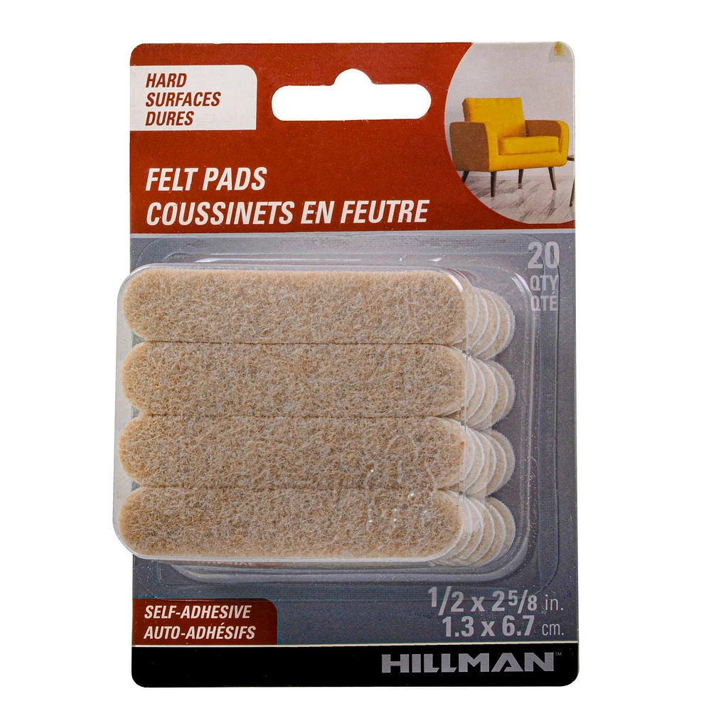 FELT STRIPS 1/2" X 2-5/8" OATMEAL 20PC, FELT 1/2X2-5/8 20P