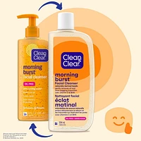 Nettoyant facial Morning Burst sans huile Clean & Clear avec vitamine C et BHA, nettoyant nourrissant quotidien pour le visage nettoie en douceur pour éliminer le sébum et les impuretés qui obstruent les pores 354 ml