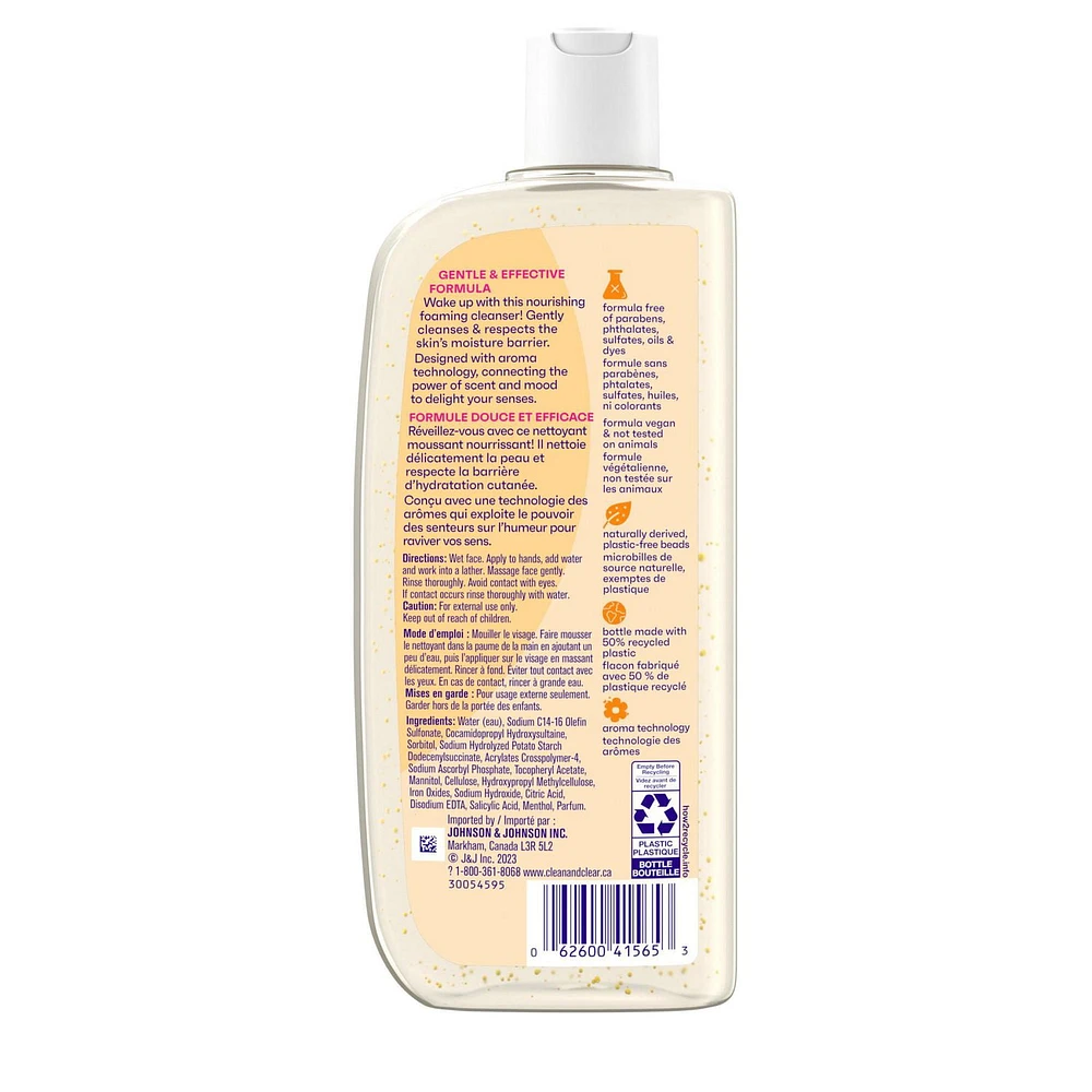 Nettoyant facial Morning Burst sans huile Clean & Clear avec vitamine C et BHA, nettoyant nourrissant quotidien pour le visage nettoie en douceur pour éliminer le sébum et les impuretés qui obstruent les pores 354 ml