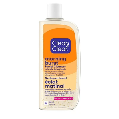 Nettoyant facial Morning Burst sans huile Clean & Clear avec vitamine C et BHA, nettoyant nourrissant quotidien pour le visage nettoie en douceur pour éliminer le sébum et les impuretés qui obstruent les pores 354 ml
