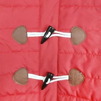 Holiday Time Dog Clothes: Hooded Jacket for Fall & Winter, Red with Faux Toggles