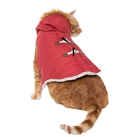 Holiday Time Dog Clothes: Hooded Jacket for Fall & Winter, Red with Faux Toggles