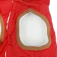 Holiday Time Dog Clothes: Hooded Jacket for Fall & Winter, Red with Faux Toggles