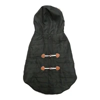 Holiday Time Vêtements pour chiens : Veste à capuche pour l'automne et l'hiver, noir avec fausses boutons, taille XS-XL