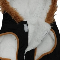 Holiday Time Vêtements pour chiens : Veste à capuche pour l'automne et l'hiver, noir avec fausses boutons, taille XS-XL