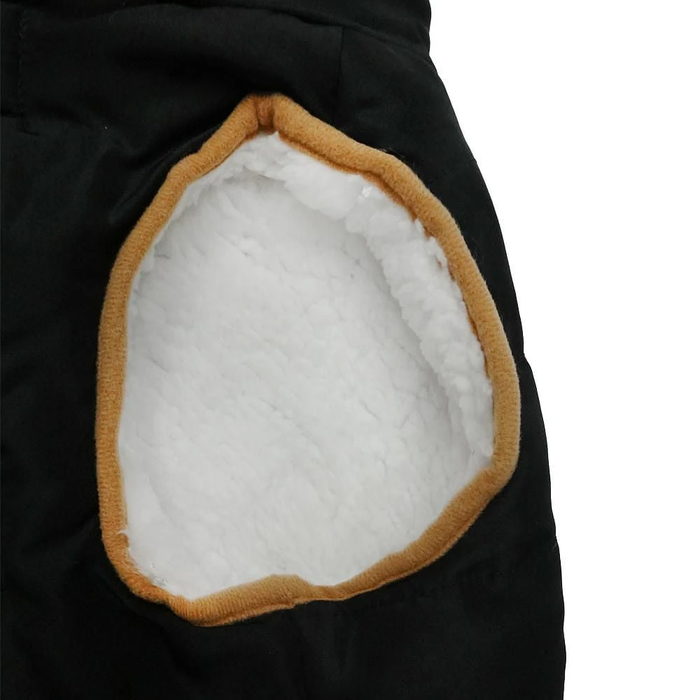 Holiday Time Vêtements pour chiens : Veste à capuche pour l'automne et l'hiver, noir avec fausses boutons, taille XS-XL