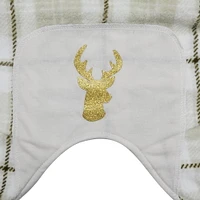 Way to Celebrate Dog Clothes: Fleece Pajama for Dogs, Ivory Plaid with Reindeer Glitter Screenprint, Size XS-XL