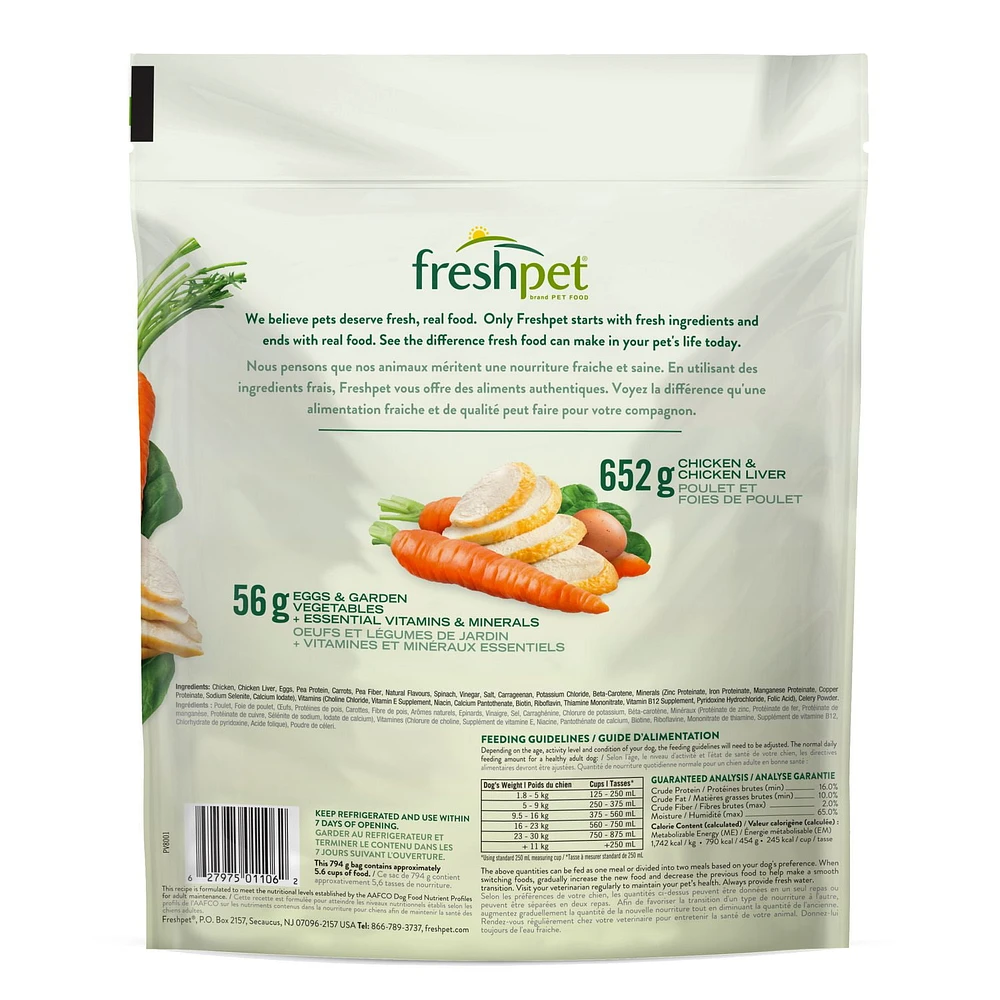 FRESHPET SELECT SANS GRAINS PLATS<br>GRILLES POUR CHIENS 794 kg