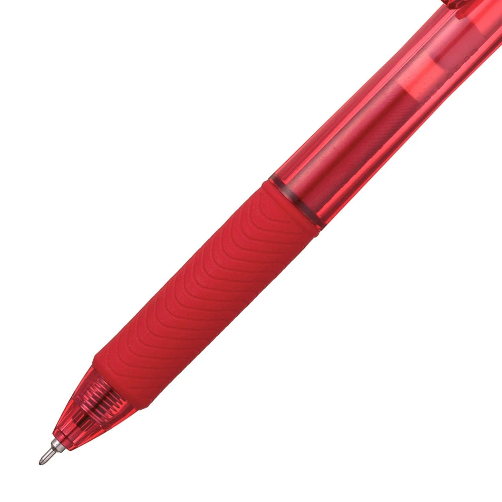 Pentel EnerGel X Retractable Liquid Gel Rollerball Pen, 0.5mm Fine Needle Point, Red Ink, Box of 12