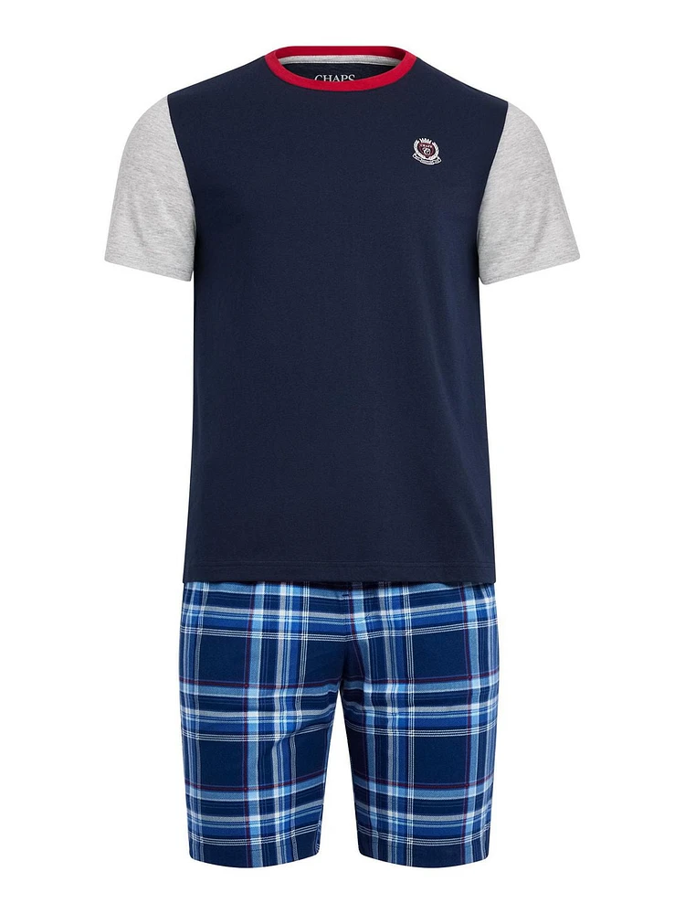 Chaps Men's 2-Pack Jersey Tee and Fleece Sleep Shorts with Pockets Loungewear Set