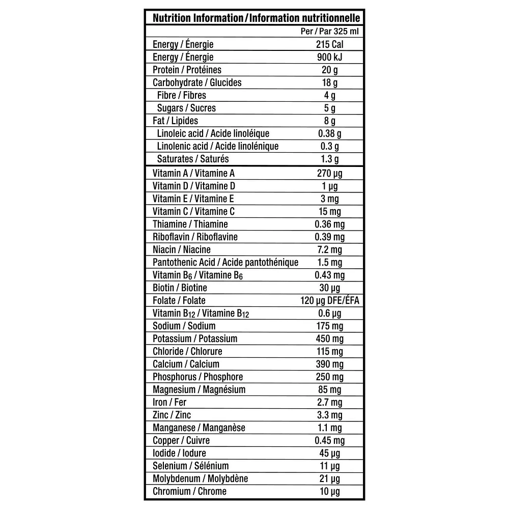 Chocolate Lactose Free Nutritional Shake, 4 x 325 ml