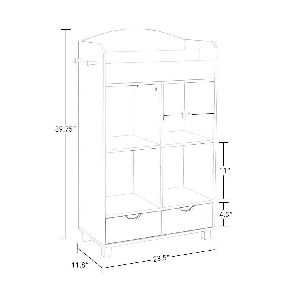 Book Nook Kids Multi-Cubby Storage Cabinet with Bookrack and 2 Bonus 10" Bookshelves