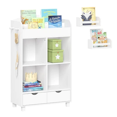 Book Nook Kids Multi-Cubby Storage Cabinet with Bookrack and 2 Bonus 10" Bookshelves