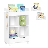 Book Nook Kids Multi-Cubby Storage Cabinet with Bookrack and 2 Bonus 10" Bookshelves