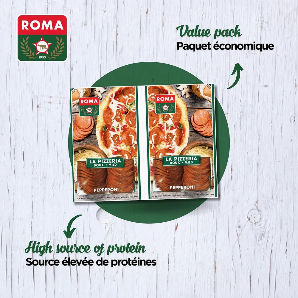 Pepperoni doux tranché La Pizzeria Roma 2 x 350 g (total de 700 g)