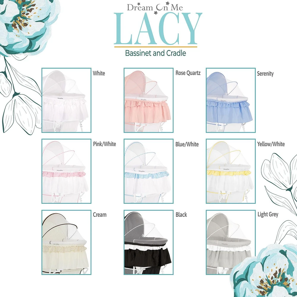 Dream On Me Lacy, Portable 2-in-1 Bassinet and Cradle, #442