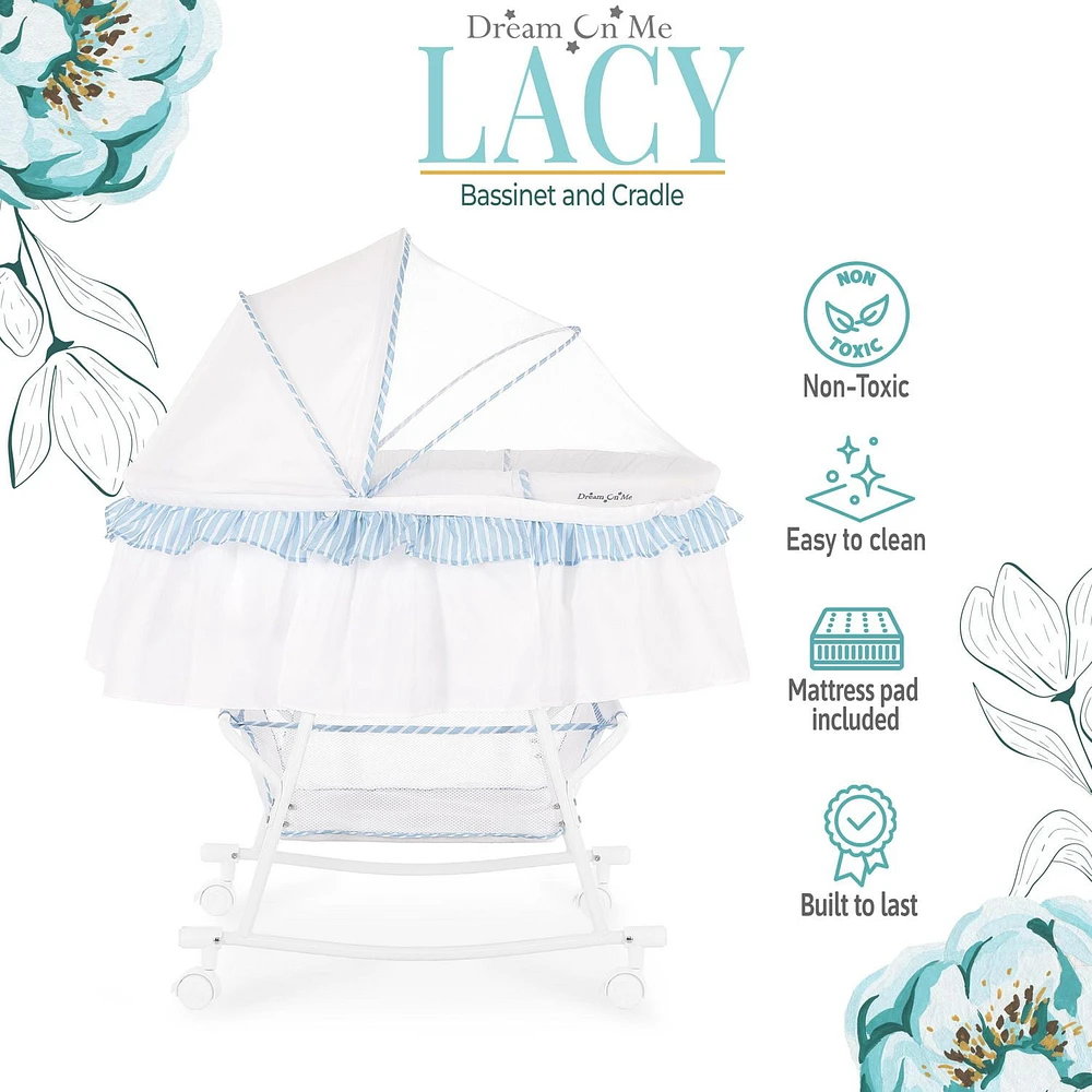 Dream On Me Lacy, Portable 2-in-1 Bassinet and Cradle, #442