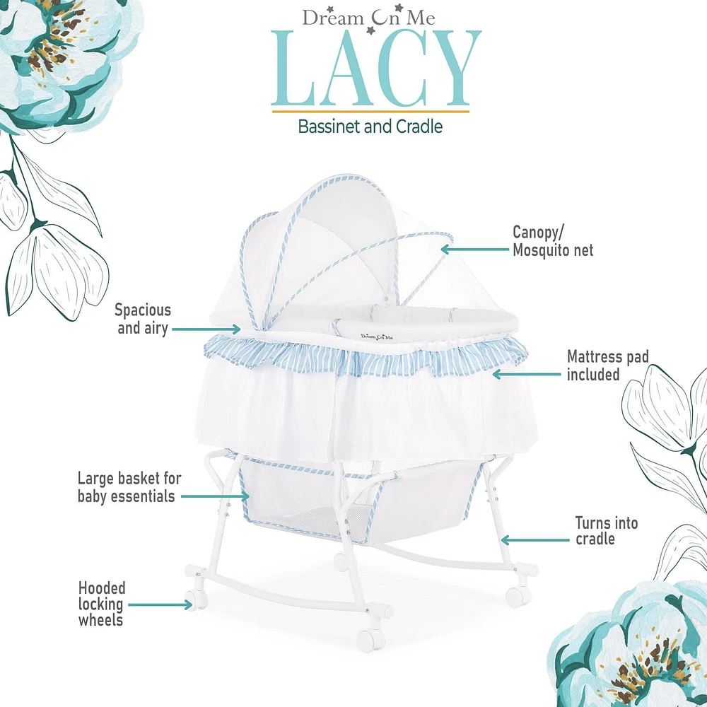 Dream On Me Lacy, Portable 2-in-1 Bassinet and Cradle, #442