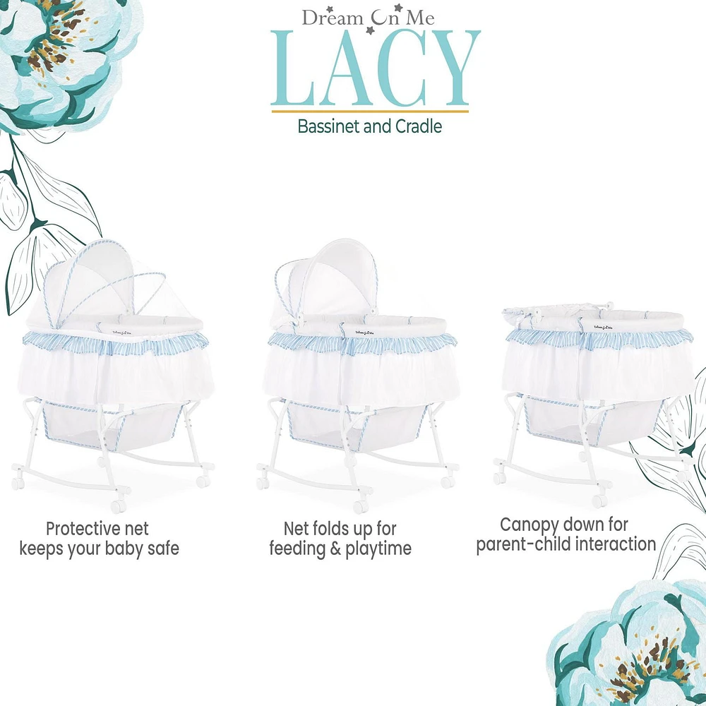 Dream On Me Lacy, Portable 2-in-1 Bassinet and Cradle, #442