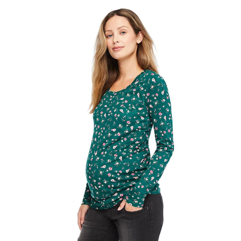 Paisley Sky Maternity Long Sleeve Crew Neck Tee