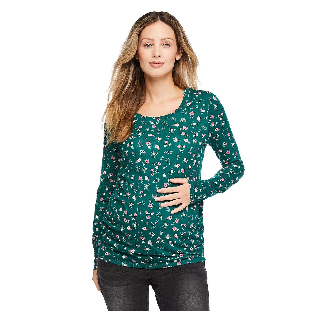 Paisley Sky Maternity Long Sleeve Crew Neck Tee