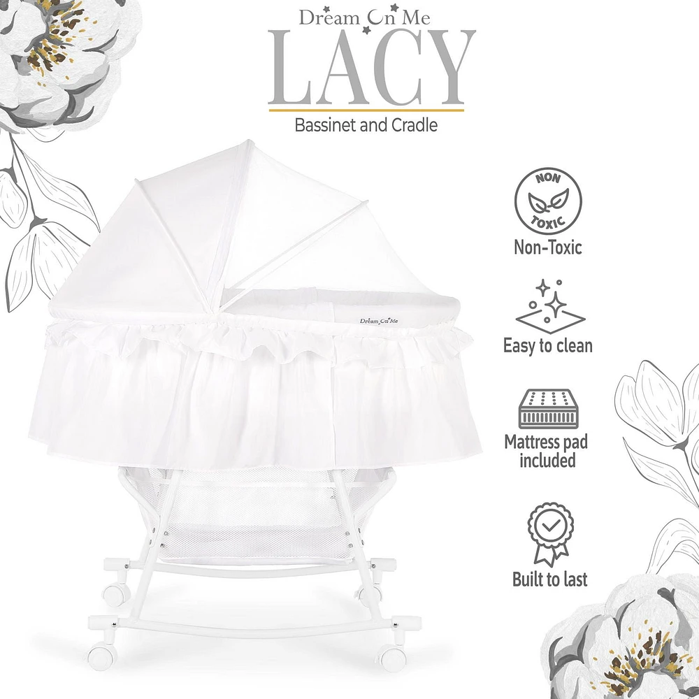 Dream On Me Lacy, Portable 2-in-1 Bassinet and Cradle, #442