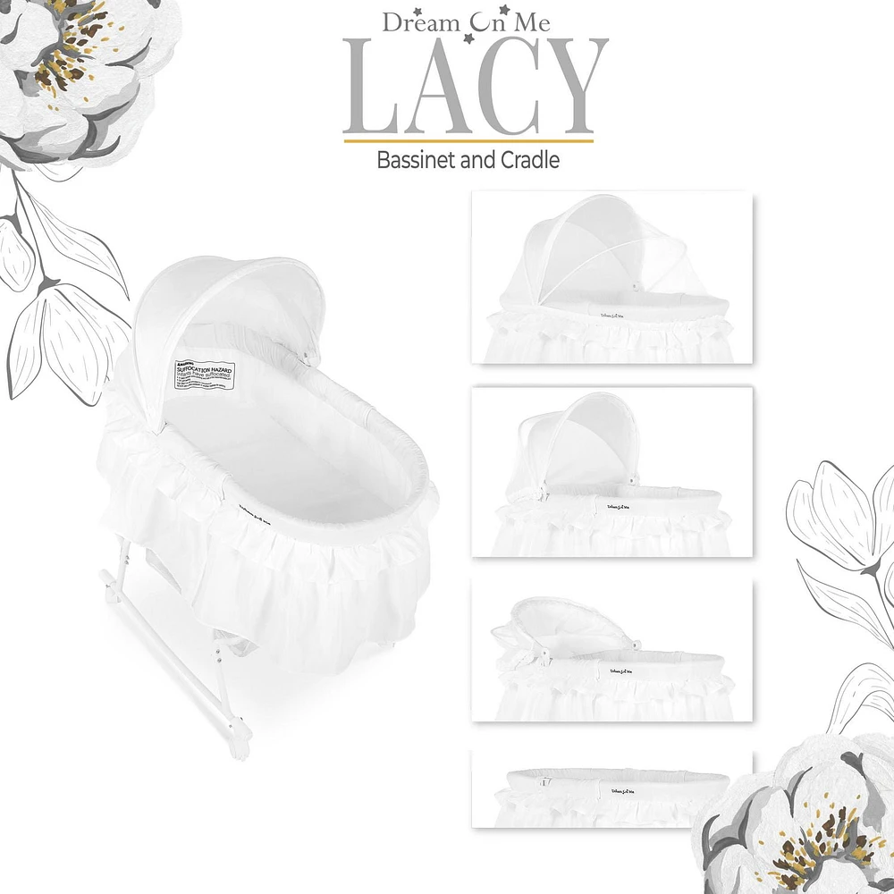 Dream On Me Lacy, Portable 2-in-1 Bassinet and Cradle, #442