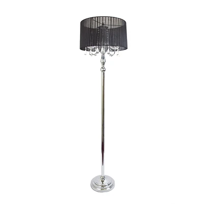 Elegant Designs Trendy Romantic Sheer Shade Floor Lamp with Hanging Crystals