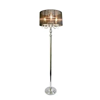 Elegant Designs Trendy Romantic Sheer Shade Floor Lamp with Hanging Crystals